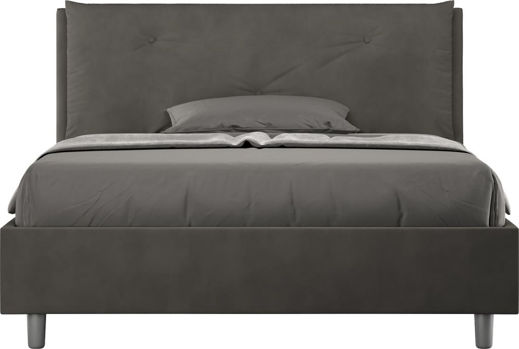 ITYHOME - Gepolstertes Bett mit Lattenrost 140x210 mit Mikrofaserbezug Grau Appia Large