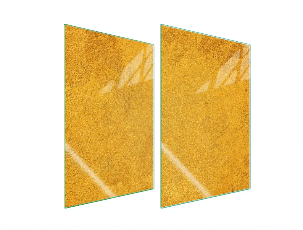 Set 2 Piastre Vetro Coprifornelli 35x52 Giallo Ardesia Tagliere