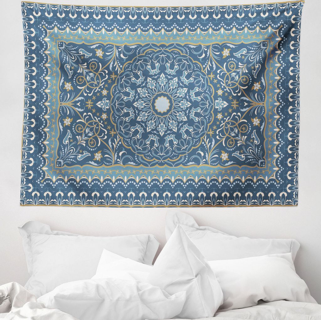 ABAKUHAUS Antique Oriental Wandteppich, Persian Inspire aus Weiches Mikrofaser Stoff Waschbar ohne Verblassen Digitaldruck, 150 x 110 cm, Grau Teal...
