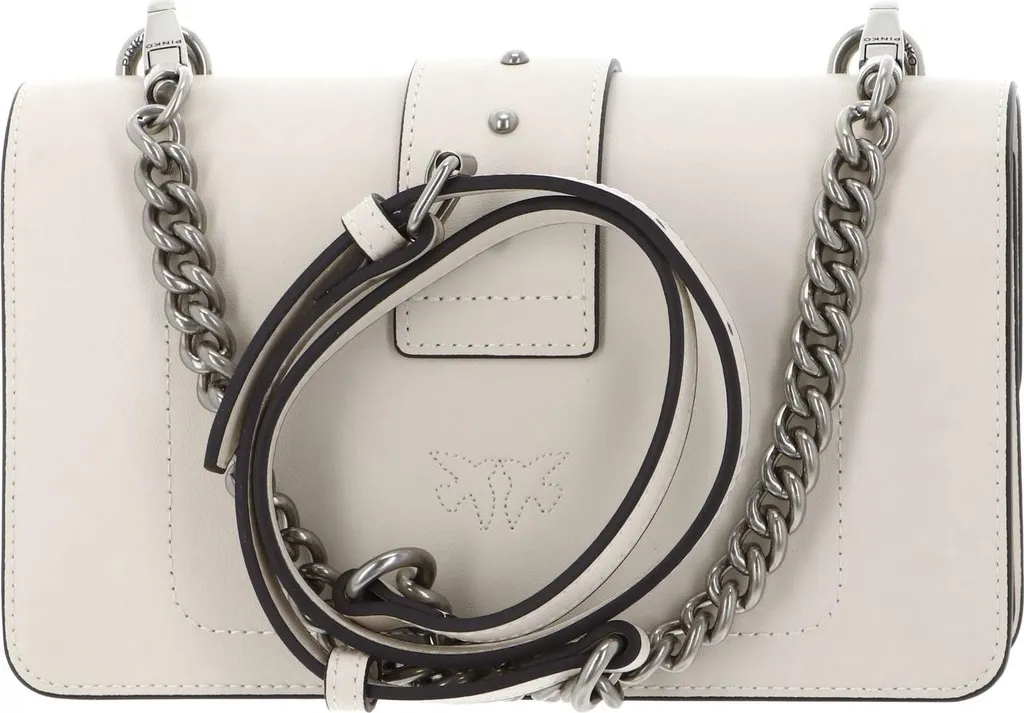 Sac cuir Bianco Seta Pinko Love One Mini - Détails Métal Old Silver
