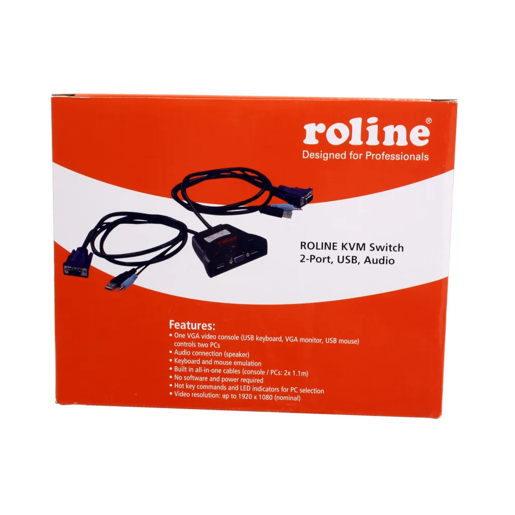 Switch KVM ROLINE Star VGA USB Audio Haute Résolution pour 2 Postes