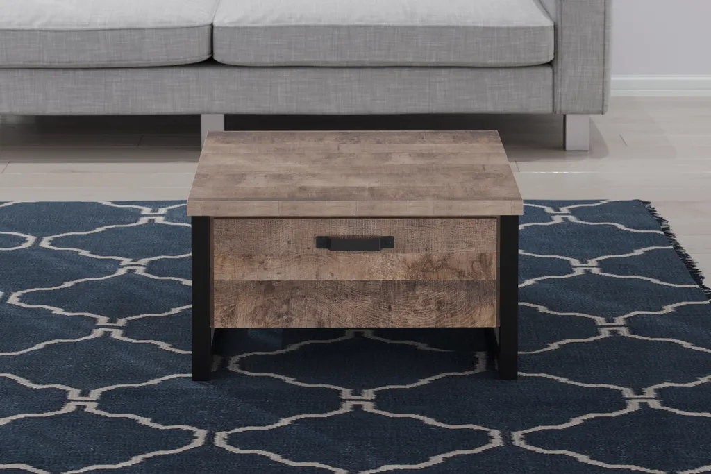 Table Basse Emile en Chêne - Solution Rangement Salon 2 Tiroirs Bois