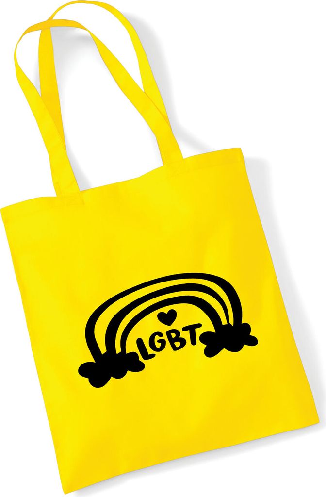 Huuraa Jutebeutel LGBT Regenbogen Herz 10 Liter Yellow Baumwolle Tasche Geschenkidee