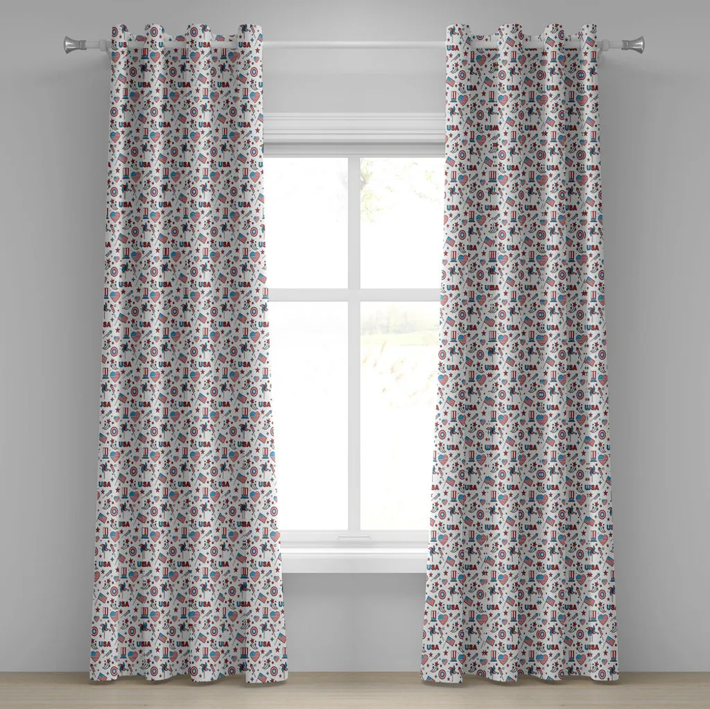 Tende Decorative ABAKUHAUS Simboli America 280x245cm | Rosso Blu Bianco