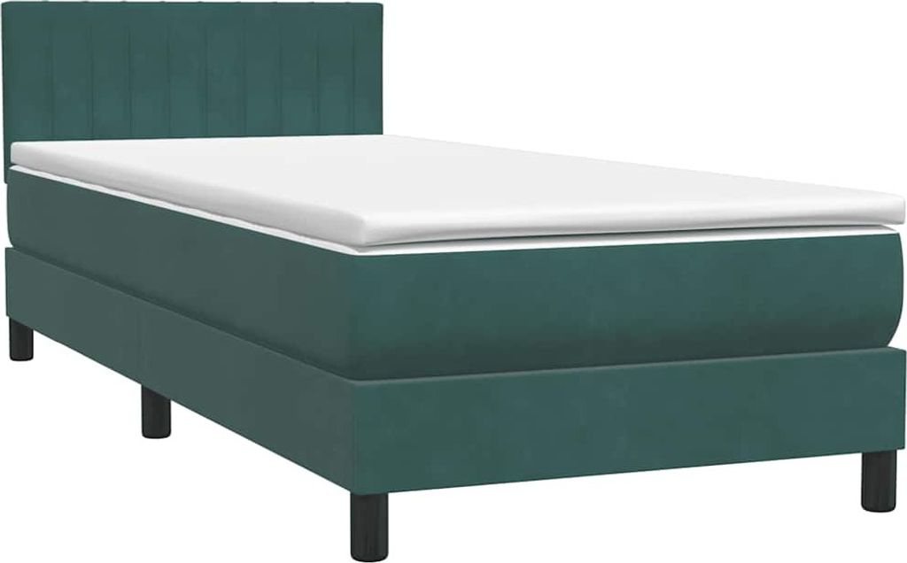 Boxspringbett mit Matratze Dunkelgrün 80x220 cm Samt