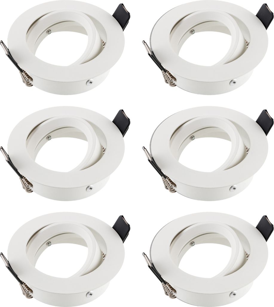 6x Einbaurahmen weiß schwenkbar - LED Decken Strahler - inkl. GU10 Fassung SEBSON