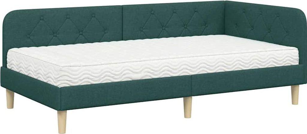vidaXL Eckbettgestell Dunkelgrün 90 x 200 cm Stoff