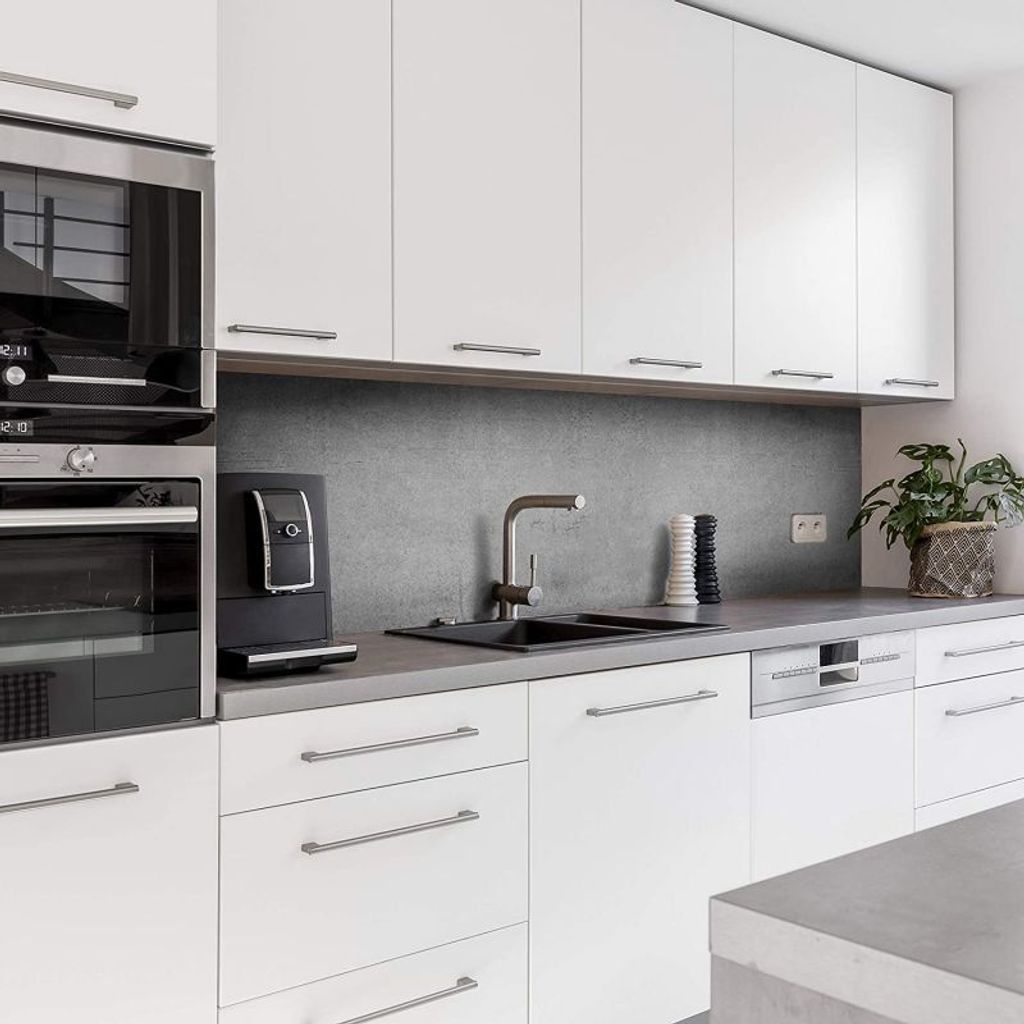 Dedeco Küchenrückwand Motiv: Beton V1, 3mm Acrylglas Plexiglas als Spritzschutz für die Küchenwand Wandschutz Dekowand wasserfest, 3D-Effekt, a...