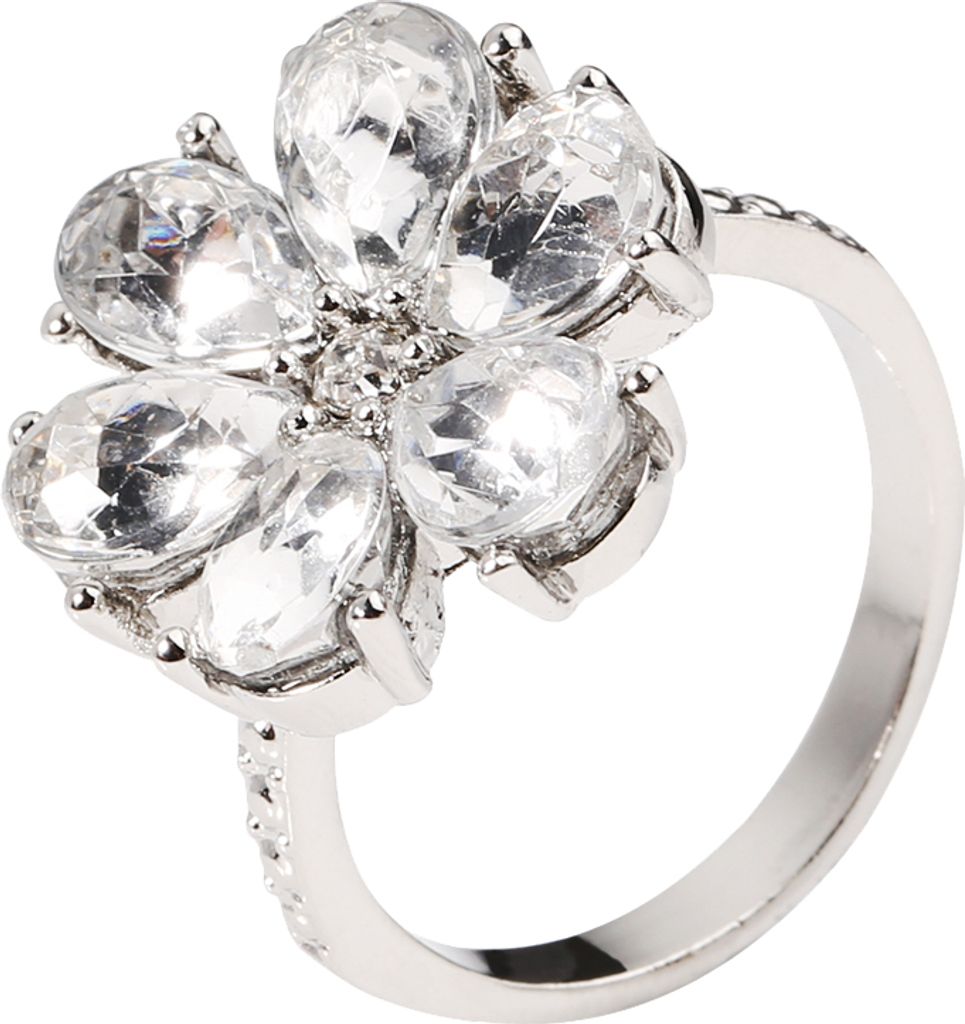 Frauen Trendy Blume Zirkonia Ringe Hochzeit Verlobung Finger Schmuck Geschenk-Silber,US 9