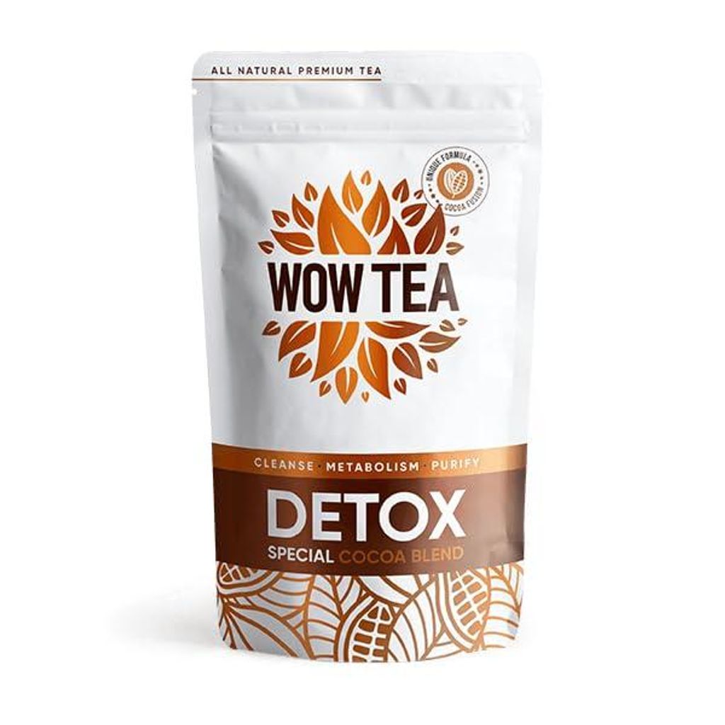 WOW TEA Cocoa Detox Tee – Premium Kräutertee mit Kakao, Schwarztee & Mate – Aromatische 21-Tage-Tee Mischung (150g, EU)