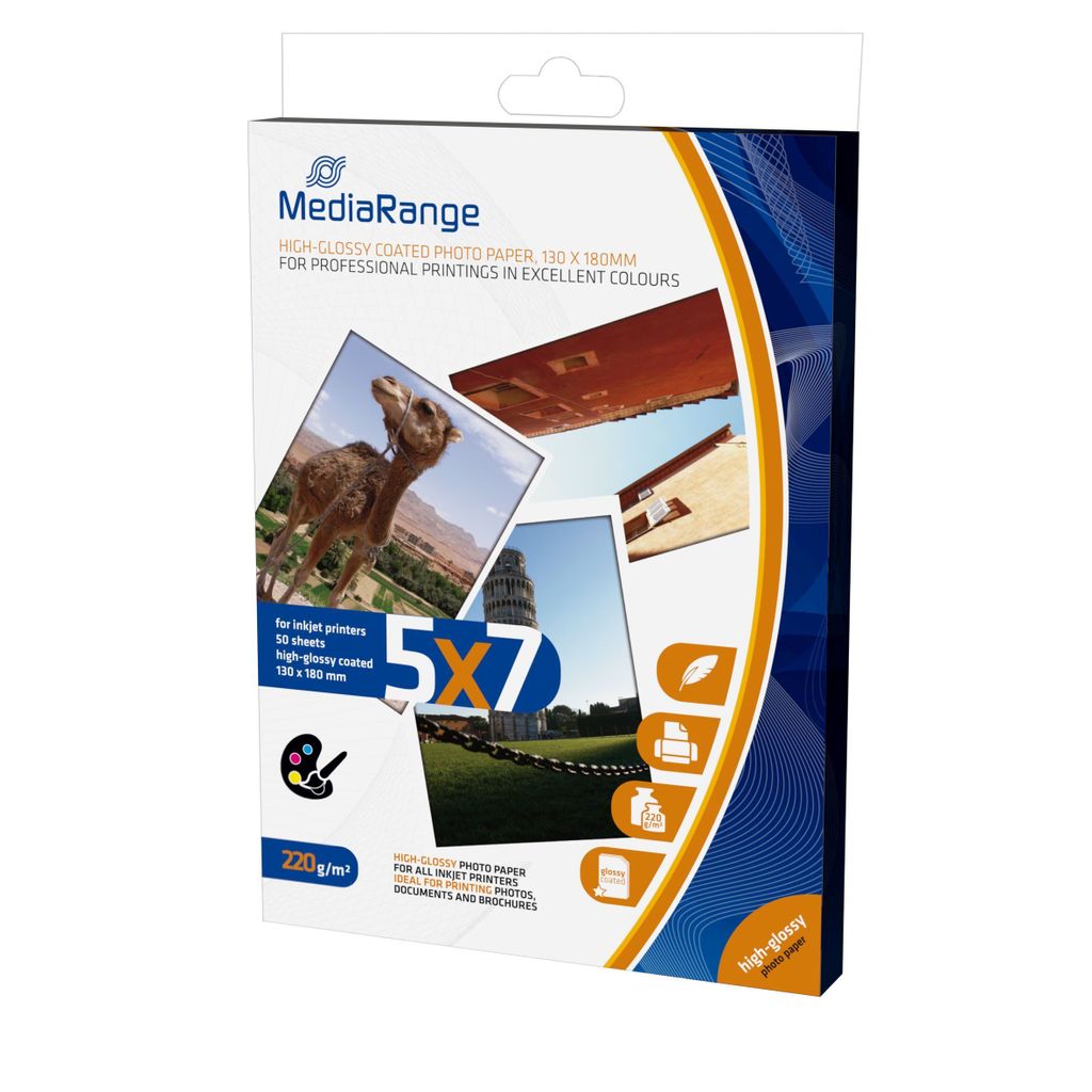 MediaRange Foto Papier hochglänzend 13x18cm 220g 50 Blatt Zdjęcie produktu 