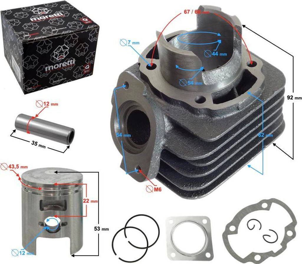 Moretti Zylinder für 2T 60cc Dio Roller Produktbild 