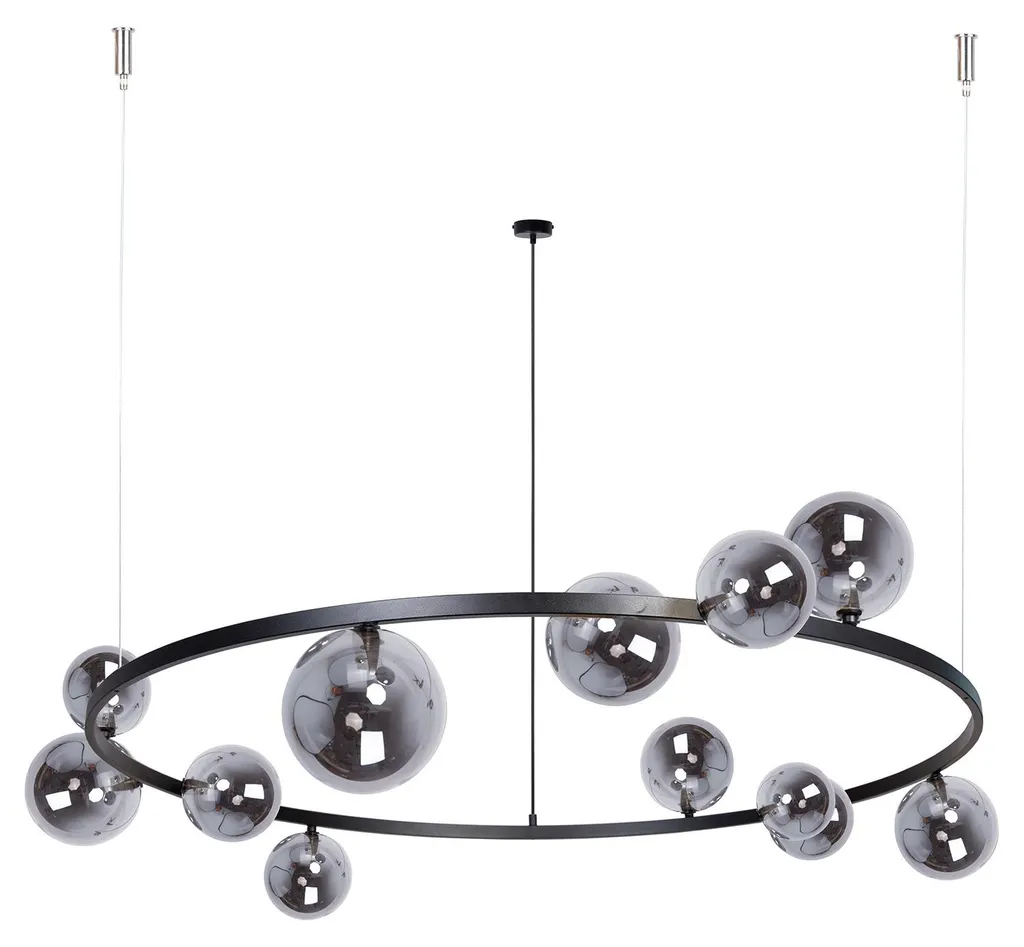 Lustre Salon Cathédrale BOLERO Noir 12 Ampoules pour Grand Espace