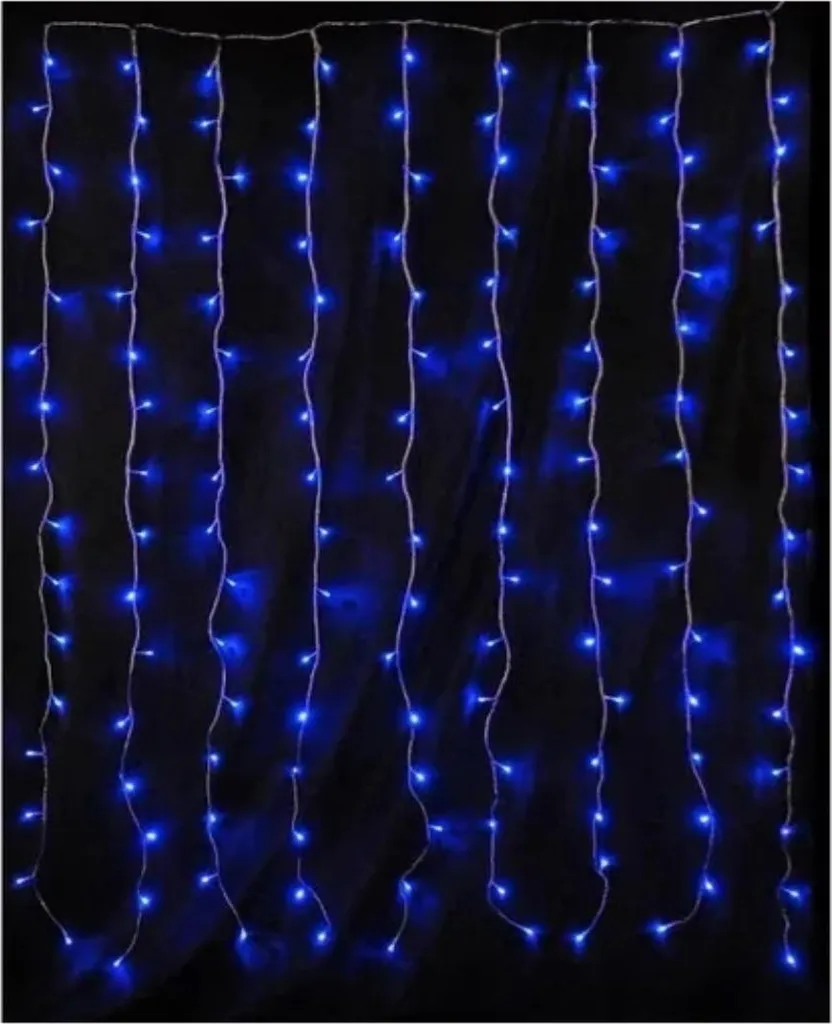 Rideau Lumineux LED Bleu 144 LED avec 8 modes d'éclairage festif