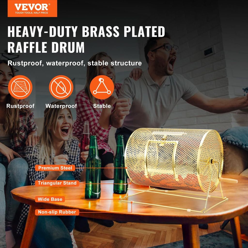 VEVOR Loterijtrommel GlüCkskind Capaciteit 5000 Kaartjes Of 200 Tombolaballen Draaikooi Voor Kaartjes Met 2 Sleutels Transparante Loterijdraaischijf Is Gemaakt Van Scheurbestendig Slijtvast Premium Acrylmateriaal Duurzaam