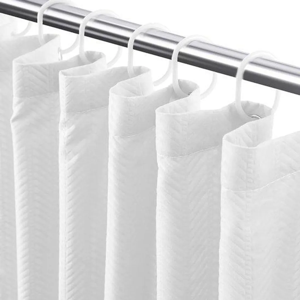 Rideau de douche textile aspect luxe pour hôtel avec 12 anneaux inclus