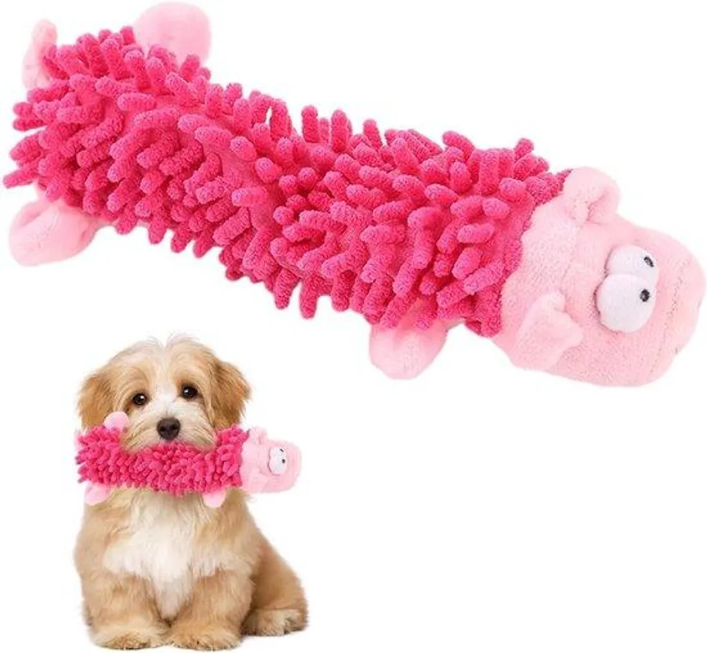 Peluche pour chien sonore et interactive rose - Doudou résistant 25cm - 3