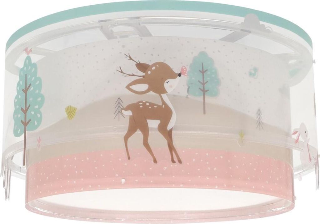 Kinder Deckenleuchte Rosa mit Hirschmotiv, transparentem Produktbild 