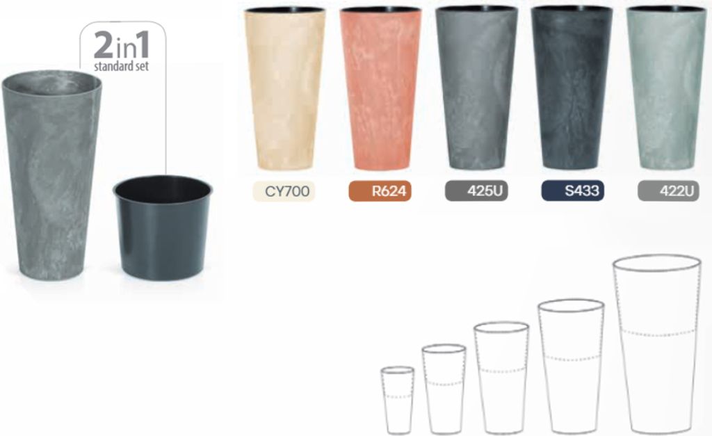 Květináč Tubus Effect tmavě šedý 25 cm Zdjęcie produktu 6
