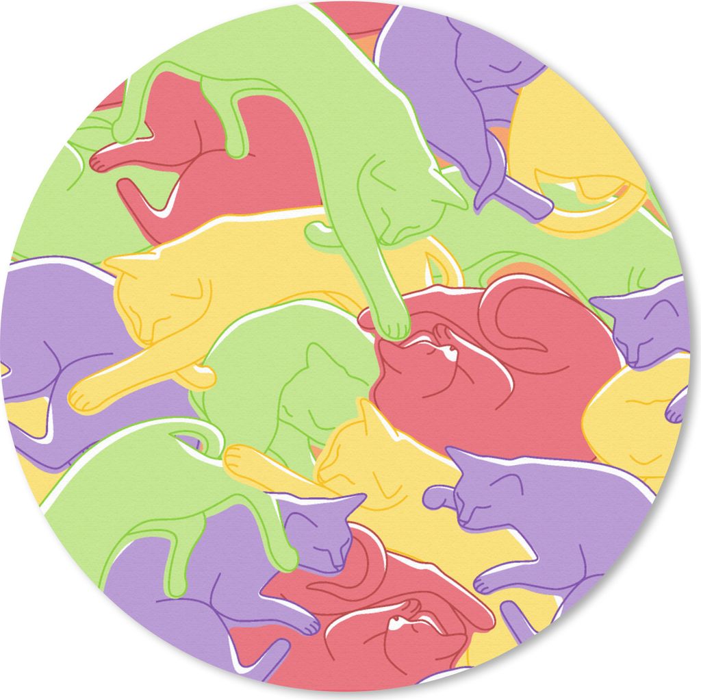 MuchoWow Mauspad Mousepad Katzen - Regenbogen - Kinder - Pastell - Muster 40x40 cm - Mousepads - Maus Mat - Pad - Mausunterlage - Schreibtisch Ac...