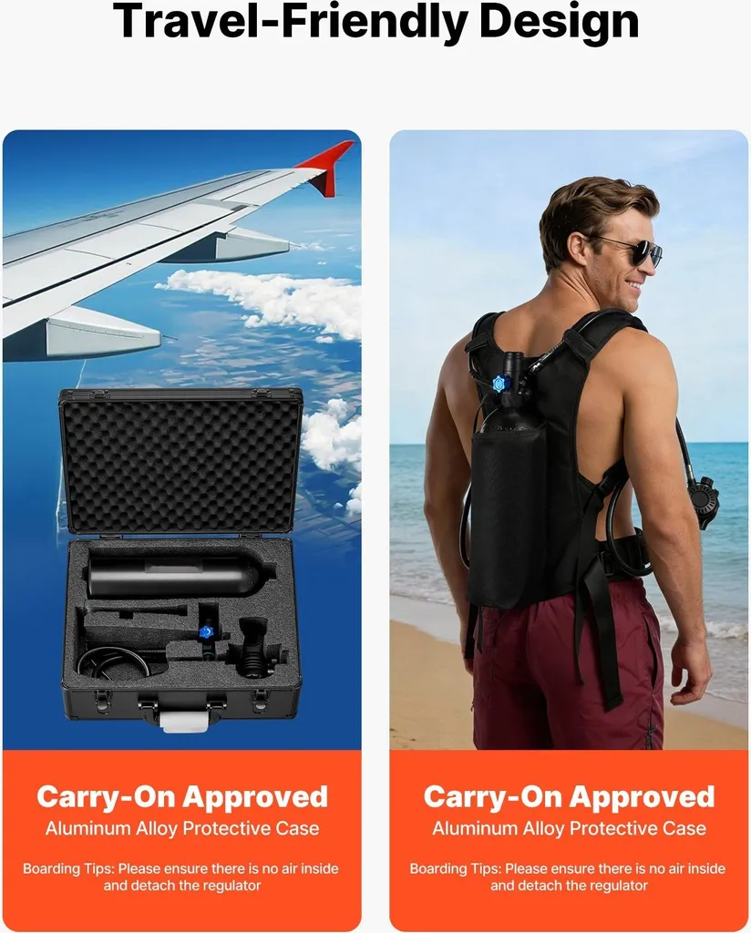 Mini-bouteille de plongée 2L portable rechargeable avec sac à dos - 6