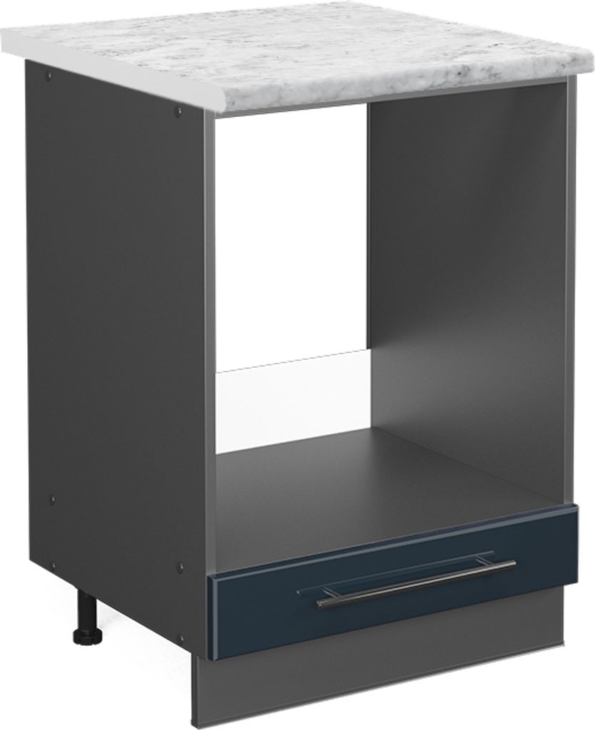 Herdumbauschrank Vicco Fame-Line Dunkelblau Hochglanz 60 cm , AP Marmor, Model 48820
