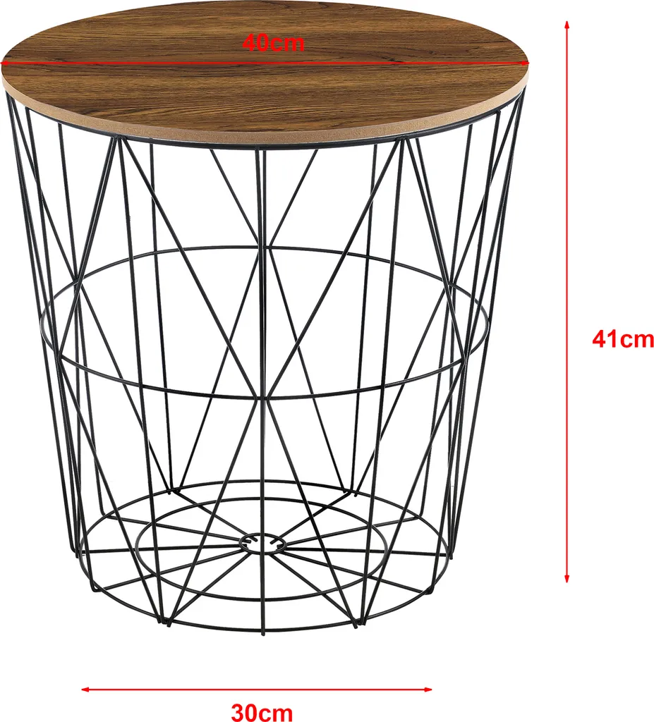 Set de 2 tables de salon décoratives avec paniers de rangement noir