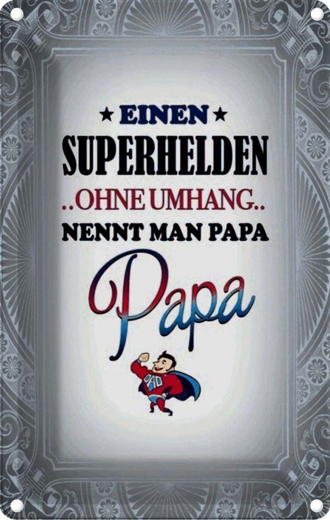 vianmo Blechschild 18x12 cm Superhelden ohne Umhang PAPA Familie Freunde