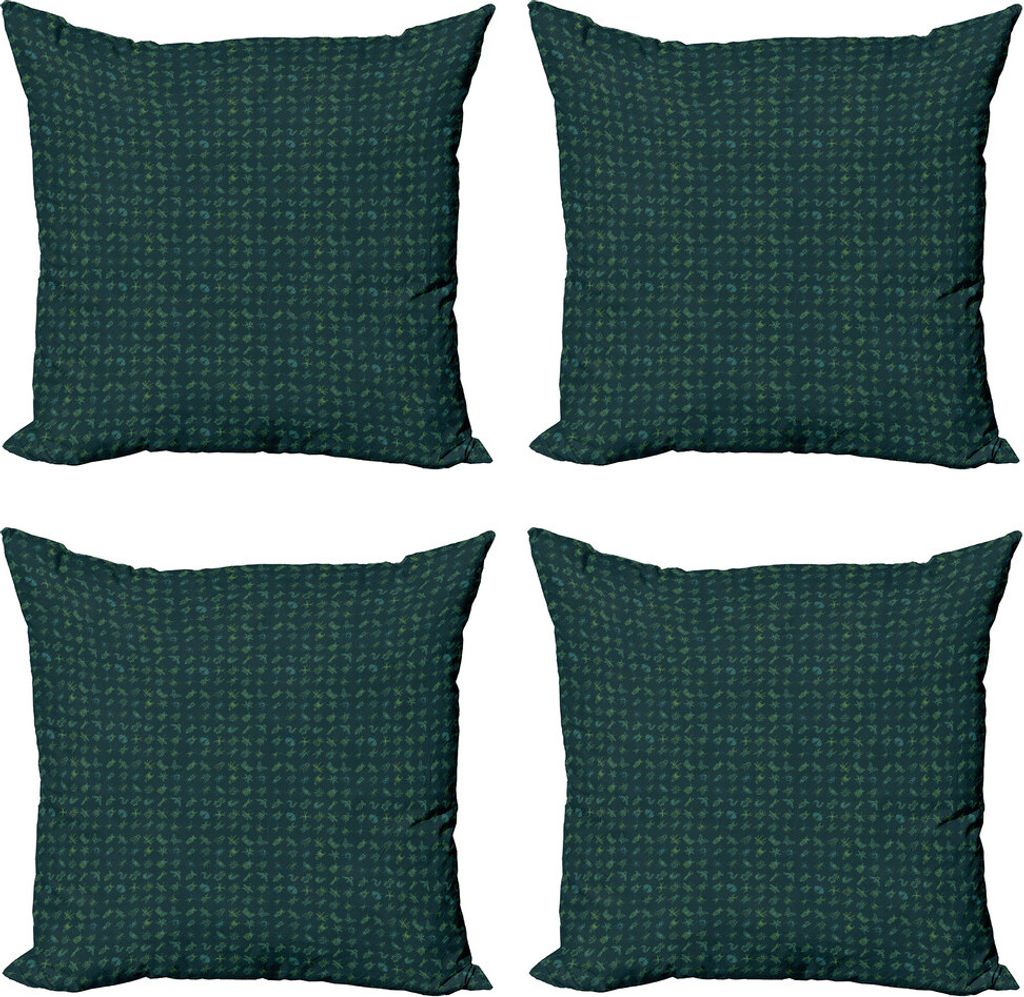 ABAKUHAUS Entomologie Kissenbezug Set (4 Stück), Zeichnungen von Bug-Typen, Moderner Doppelseitiger Digitaldruck, 40 cm x 40 cm, Teal Multicolor