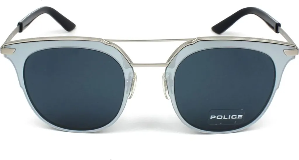 Lunettes de soleil Police SPL584 0581 en métal bleu pour homme moderne