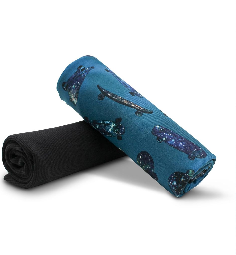 Stoffpaket 0,5m Jersey + 0,5m Bündchenstoff Meterware zum Nähen von Kinderkleidung Kinderstoff 100 Jerseystoff Set 04 Skater Digital