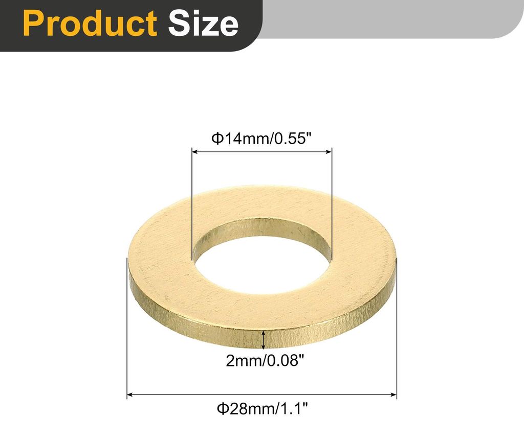 4 Stš¹ck Unterlegscheiben Set, M14 x 28mm x 2mm Messing Ring Beilagscheiben Sortiment, Flach Sicherungsscheiben Dichtungsring Metallscheiben fš...