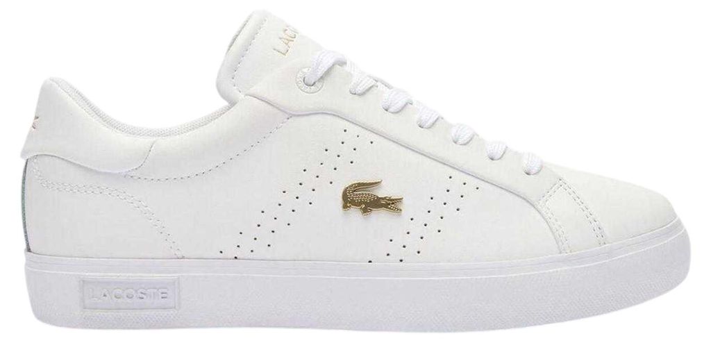 Lacoste - "Powercourt 2.0" Sneaker für Damen, Leder GT16545 (39,5 EU) (Weiß/Gold)