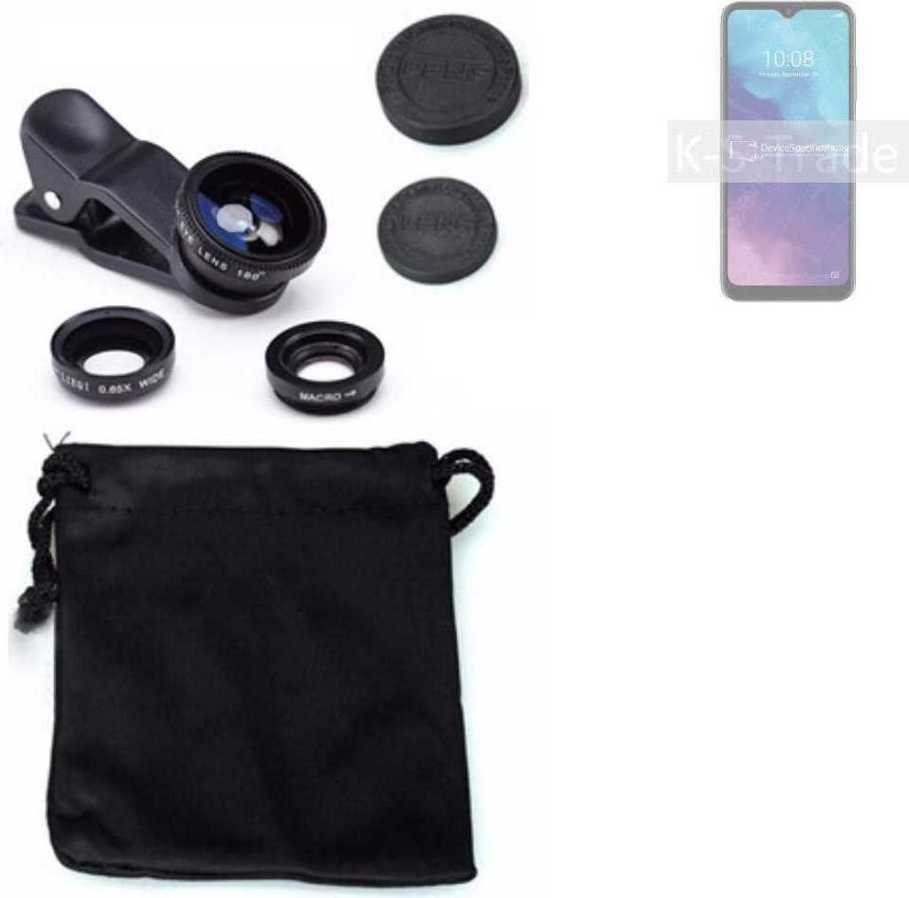 K-S-Trade Smartphone Kamera Linsen Set Kompatibel mit ZTE Blade V30 Vita 3in1 Clip-On Kamera Adapter Macro Weitwinkel FishEye Fischauge Objektiv Linse