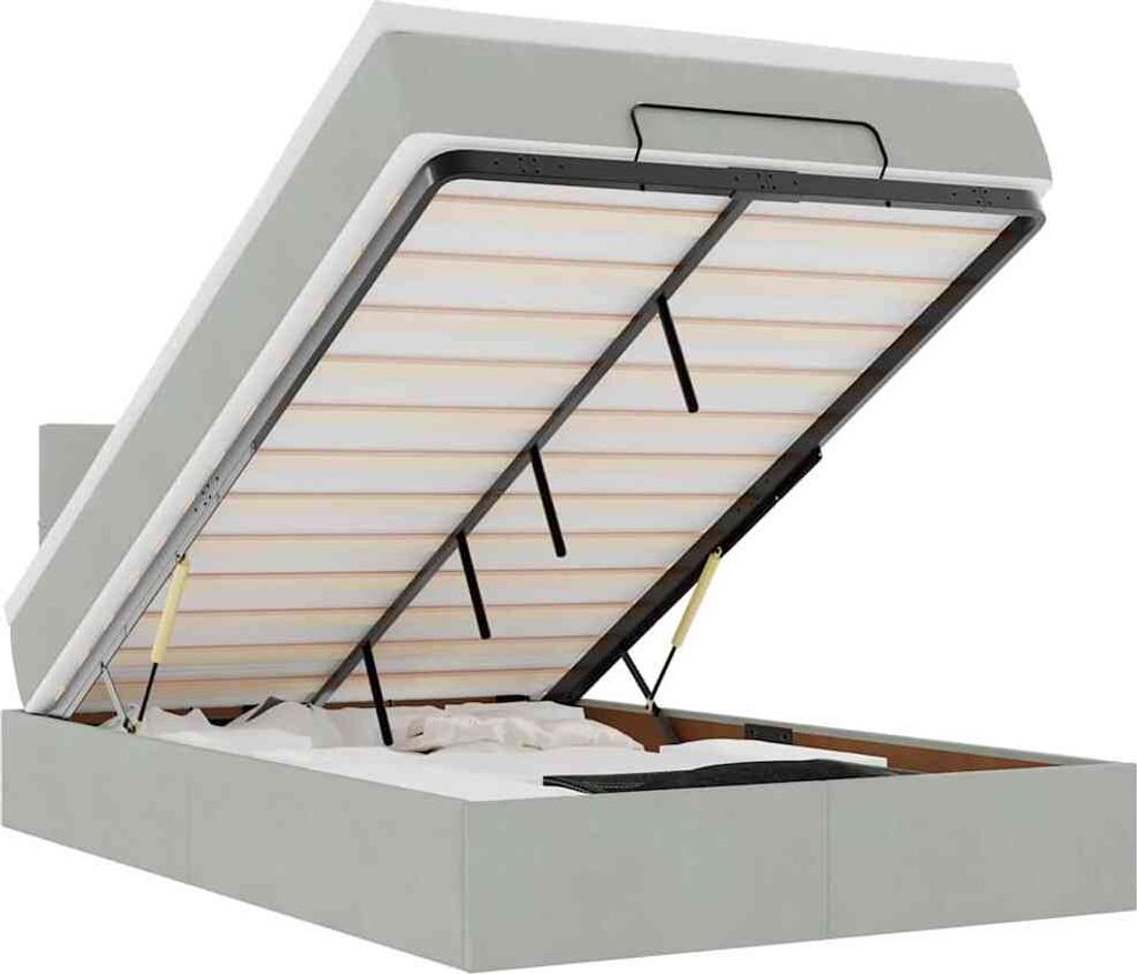 vidaXL Ottomanische Bett mit Matratze Hellgrau 120x190 cm Samt