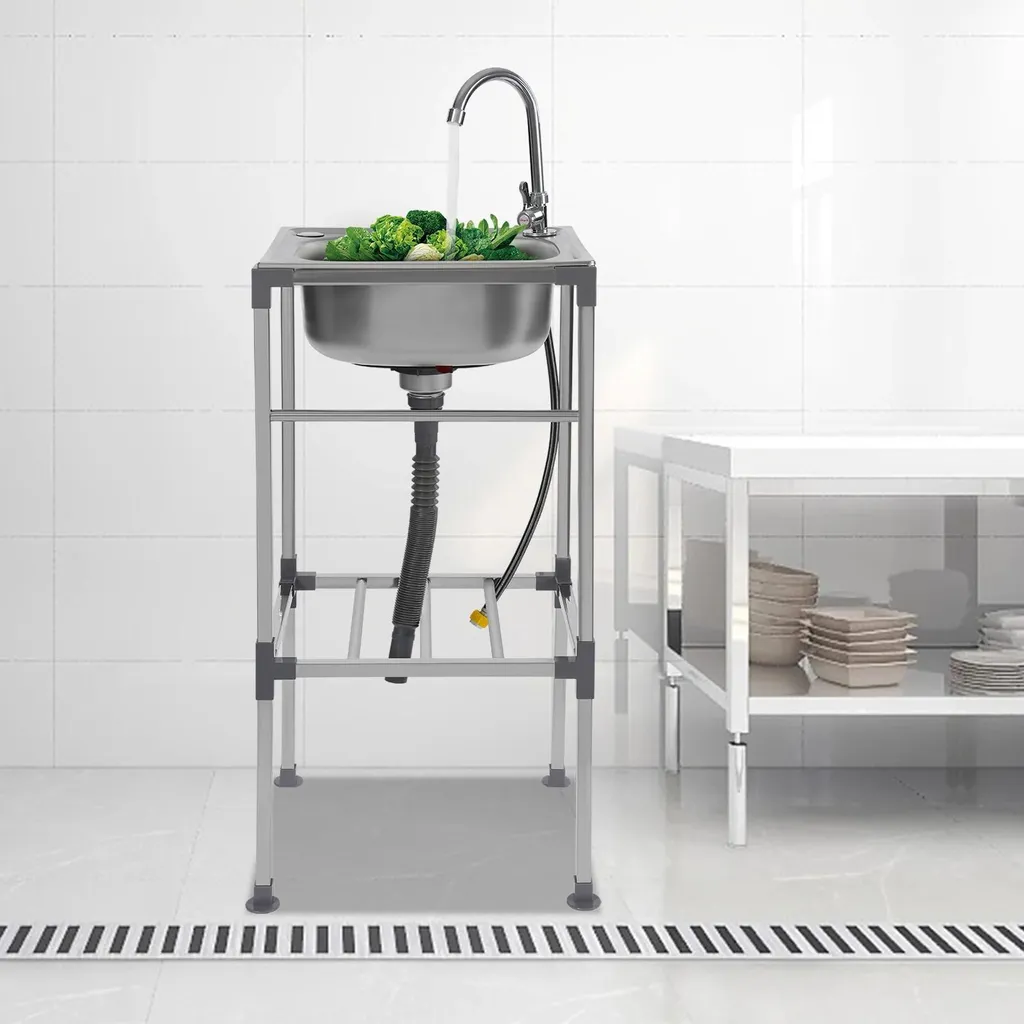 Lavello Cucina Indipendente Acciaio Inox Professionale con Rubinetto