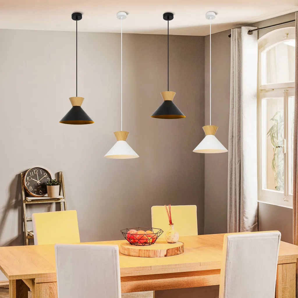 Suspension Plafond Noire E27 pour Éclairage Ciblée Table et Hall - 2x - 6