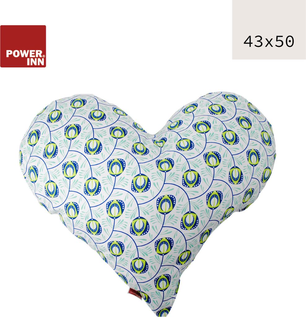 POWER INN Herzkissen groß | Rosa mit Pfauenfedern | Dekokissen | Kuschelkissen | Herz | Geschenk
