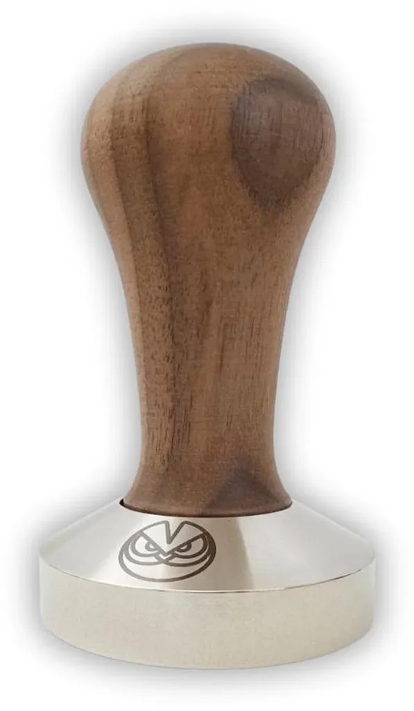 Tasseur café 58,5 mm avec base lisse en inox et manche en bois de noyer