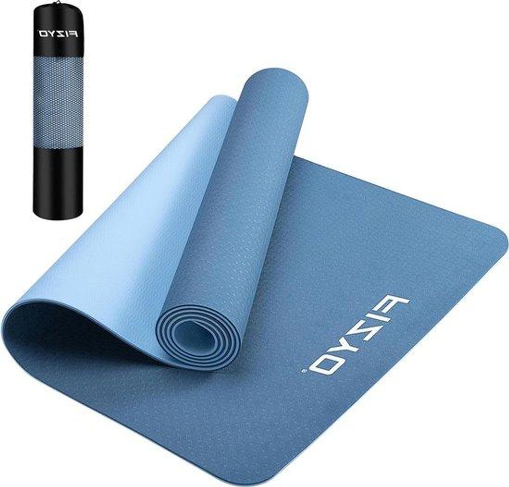Antislip Yoga-Mat 06 cm 183 x 61 cm - TPE-Trainingsmat für Pilates und Yoga - mit Transportband und Tasche