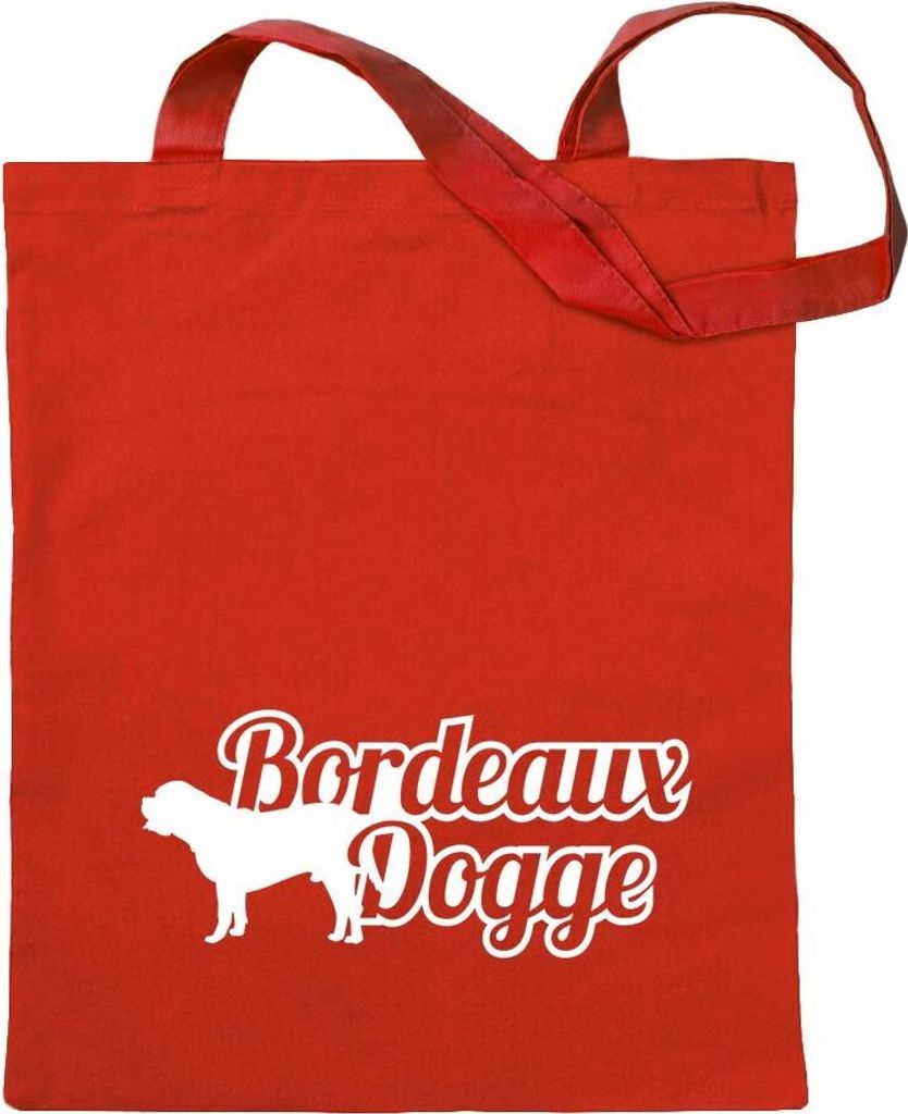 Kiwistar - Baumwolltasche - rot - Dogue de Bordeaux - Tragetasche Stoffbeutel Umhängetasche langer Henkel