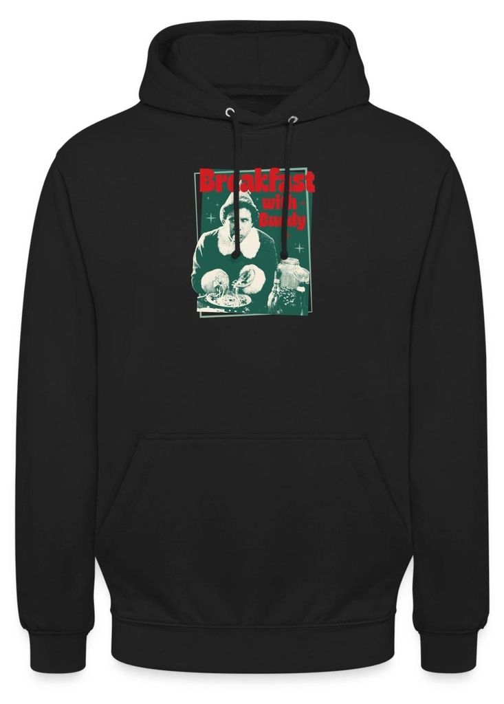 Spreadshirt Buddy Der Weihnachtself Breakfast With Buddy Uni Hoodie, S, Schwarz