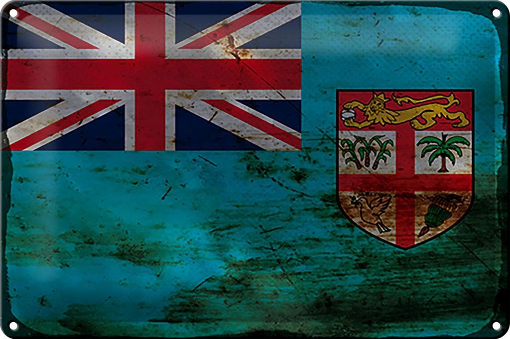 Blechschild Flagge Fidschi 30x20cm Flag of Fiji Rost