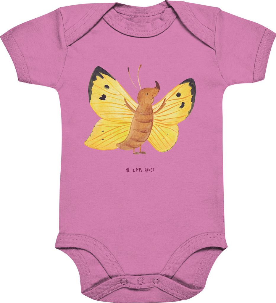 Mr. & Mrs. Panda Babybody Schmetterling Zitronenfalter 12. - 18. Monat - Bubble Gum Pink - Geschenk, Kurzarmbody, Strampler Baby, Selbstliebe, Lieb...