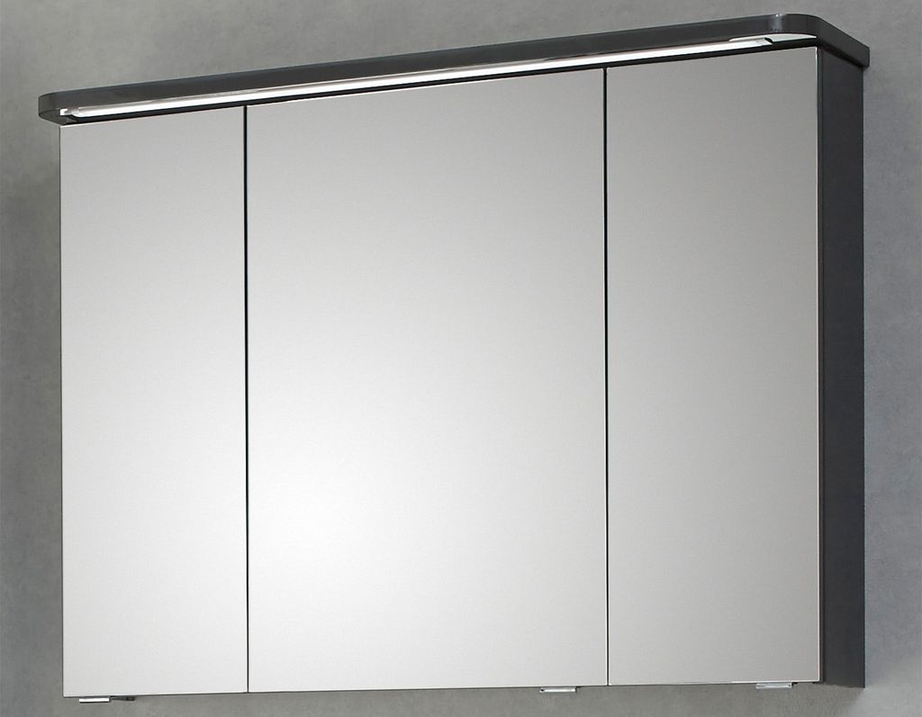 Spiegelschrank Badschrank Spiegel Badspiegel Hängeschrank Badmöbel "Maire III" Steingrau-Hochglanz