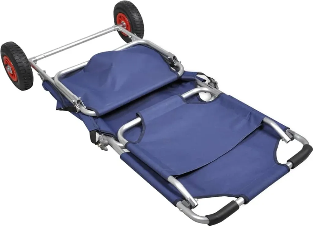 Chariot de plage à roulettes vidaXL - Chariot pliable portable bleu