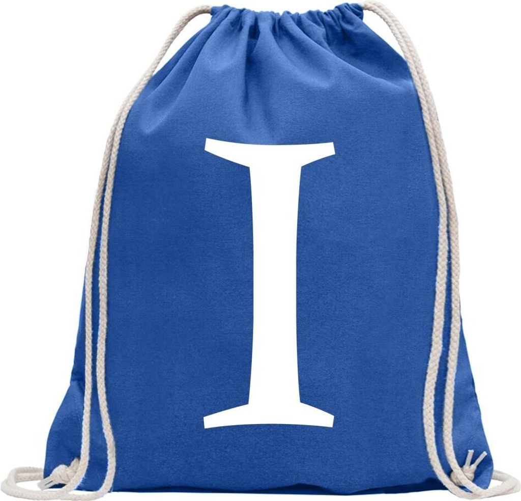 Kiwistar - Turnbeutel - royal - Zahl 1 - Zahlen Nummern - Fun Rucksack Sport Beutel Gymsack Baumwolle mit Ziehgurt