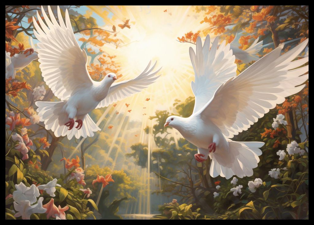 Plakat 59,4x42cm Tauben am Morgen