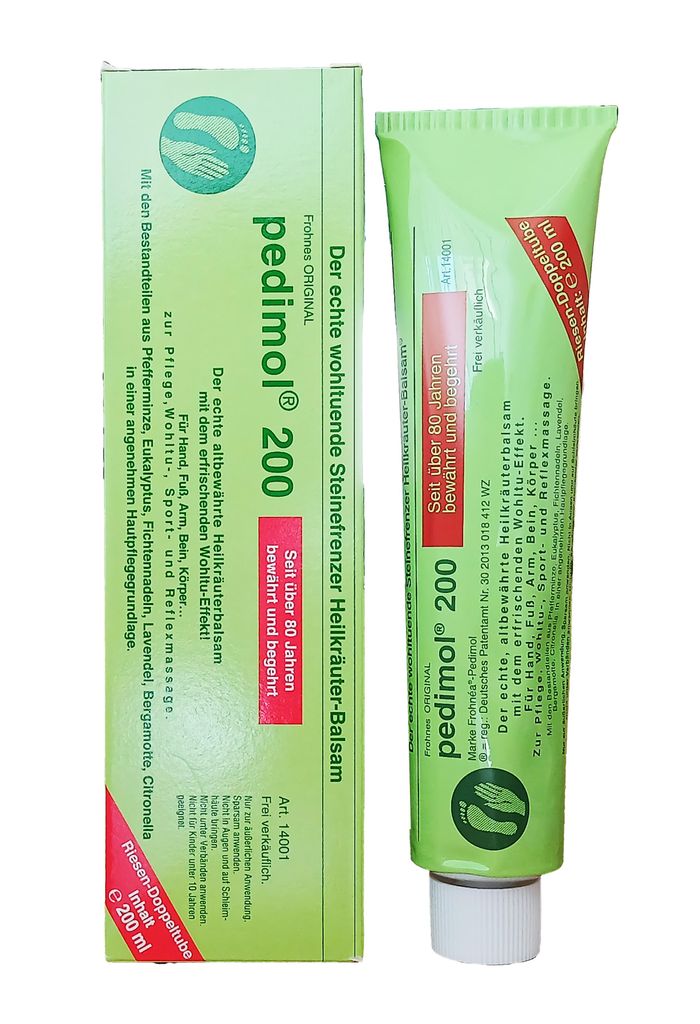 Frohnes ORIGINAL PEDIMOL 200 Steinefrenzer Heilkräuter Balsam 200ml schutzend Körpercreme Hautcreme Massage Haut Körper Salbe Creme 17