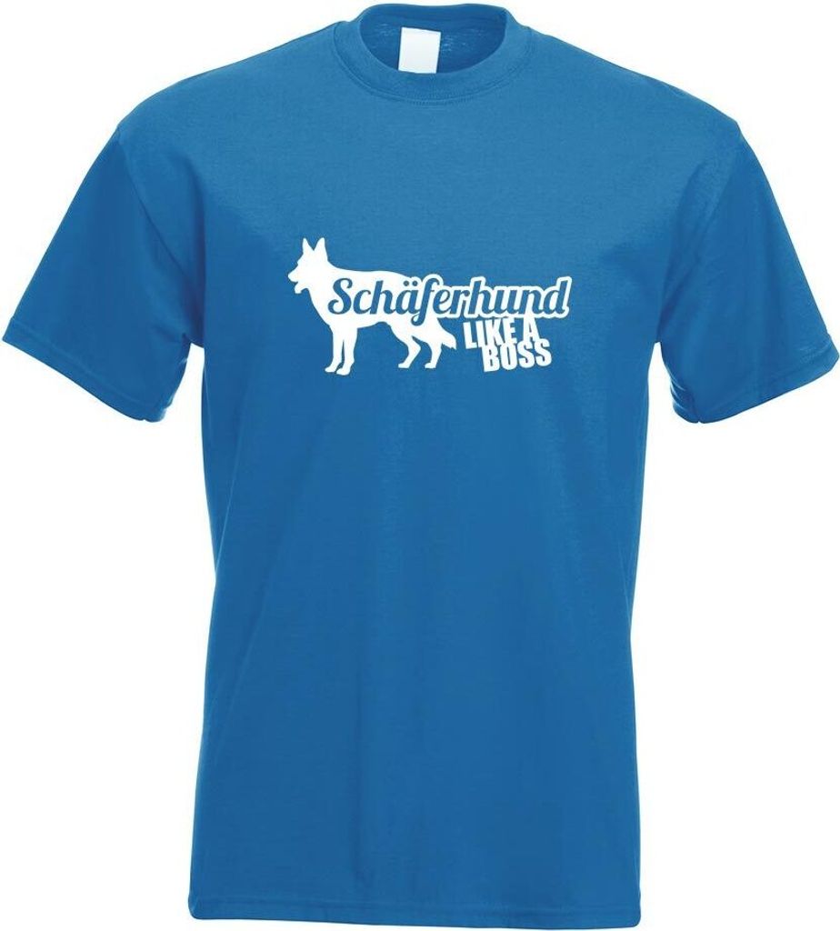 Kiwistar - T-Shirt - royal - Schäferhund Like a Boss Dog Herren Funshirt Bedruckt Design Sprüche Spruch Motive - mit Motiv Bedruckt - Funshirt De...